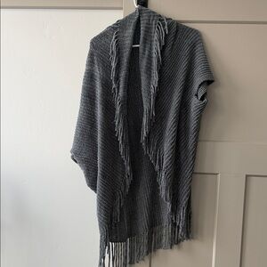 Gray Fringe Knit Cardigan